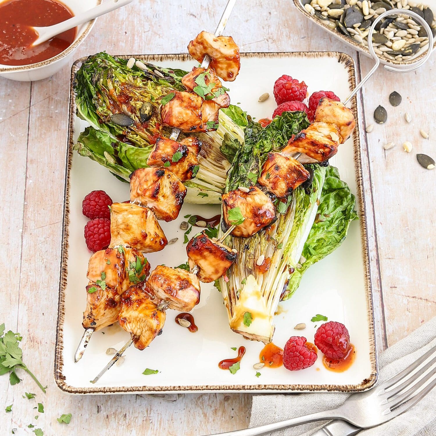 Hähnchenfiletspieße in Himbeermarinade vom Grill