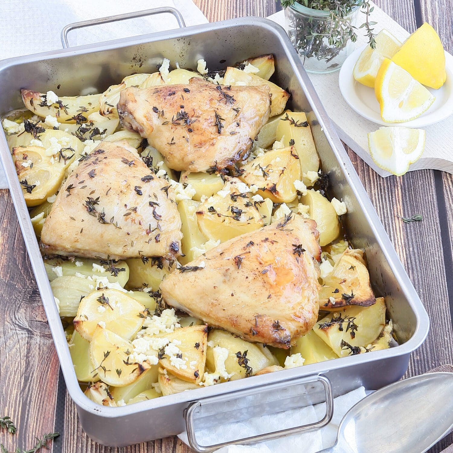 Zitronen-Hähnchenoberkeulen Greek Style