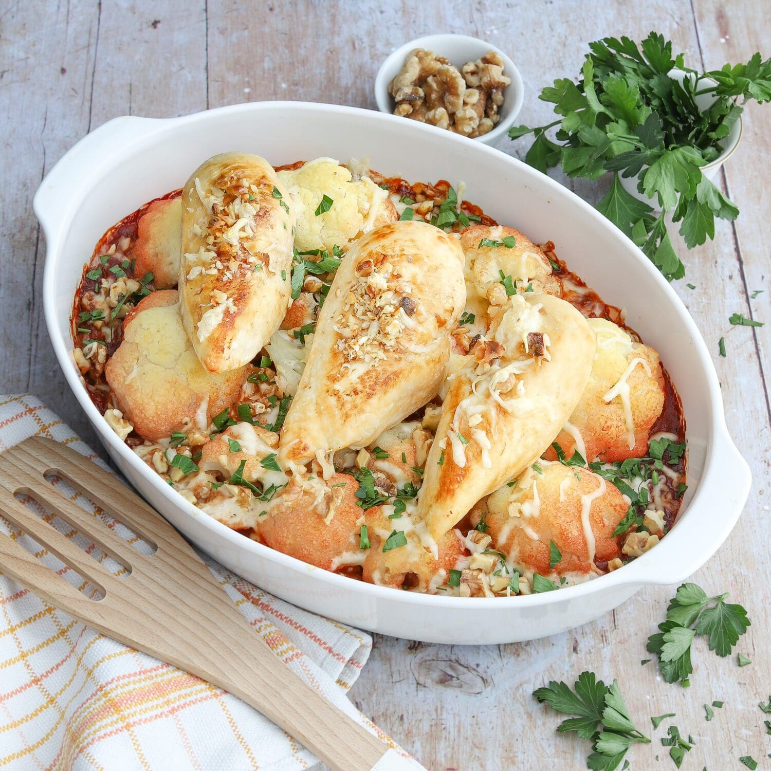Blumenkohlauflauf mit Hähnchenfilets