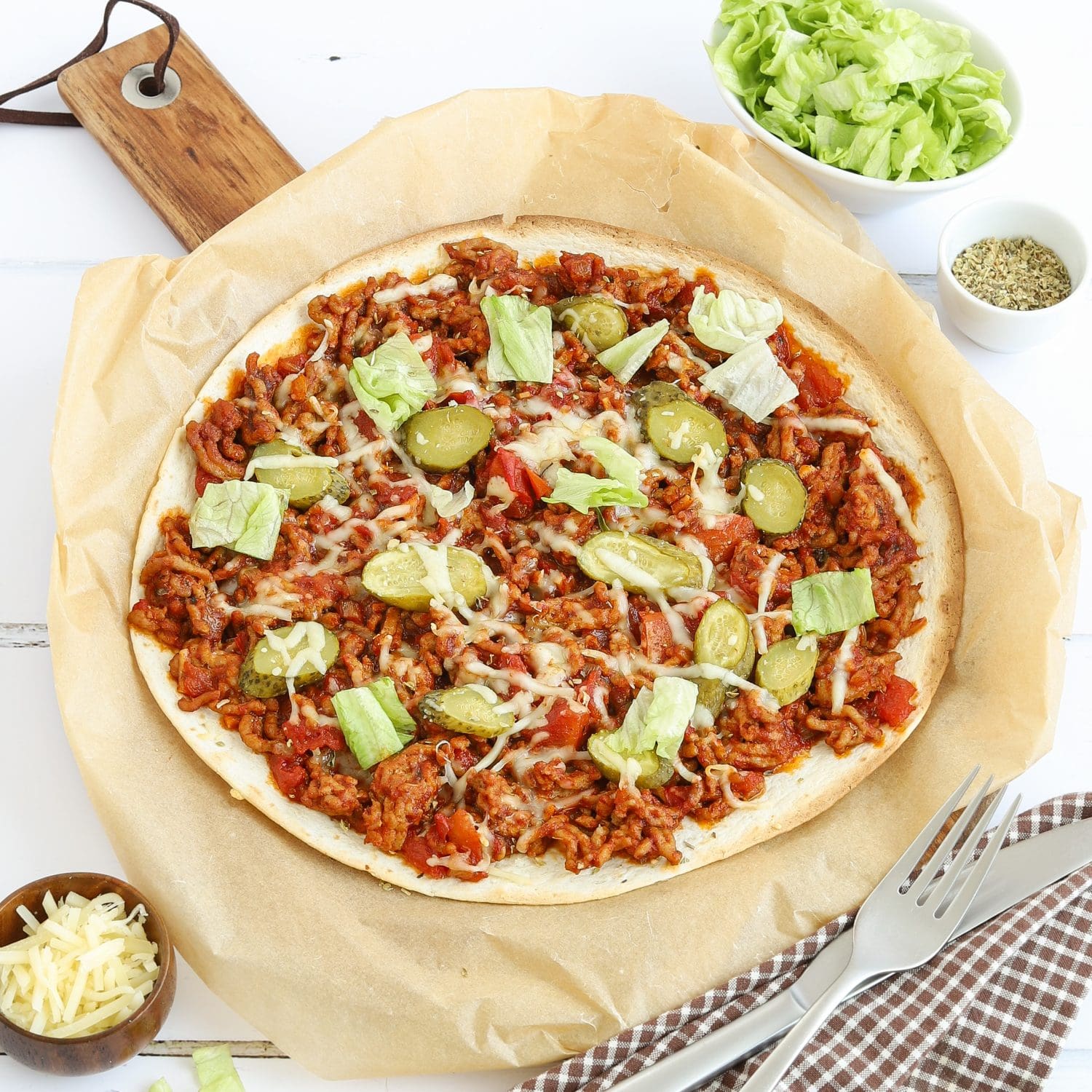 Schnelle Putenhackfleisch-Pizza Burger-Style