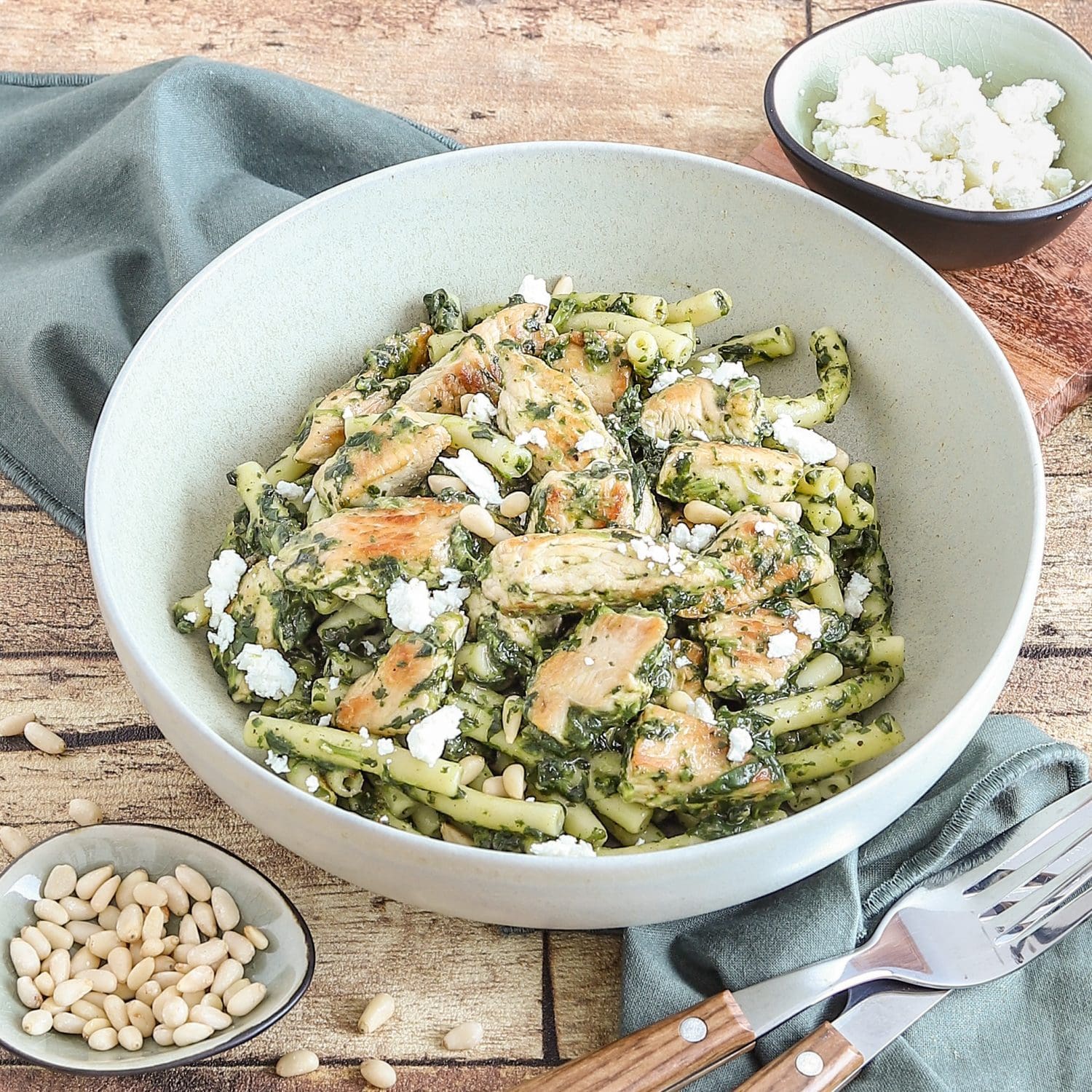 Puten-Spinat-Maccheroni
