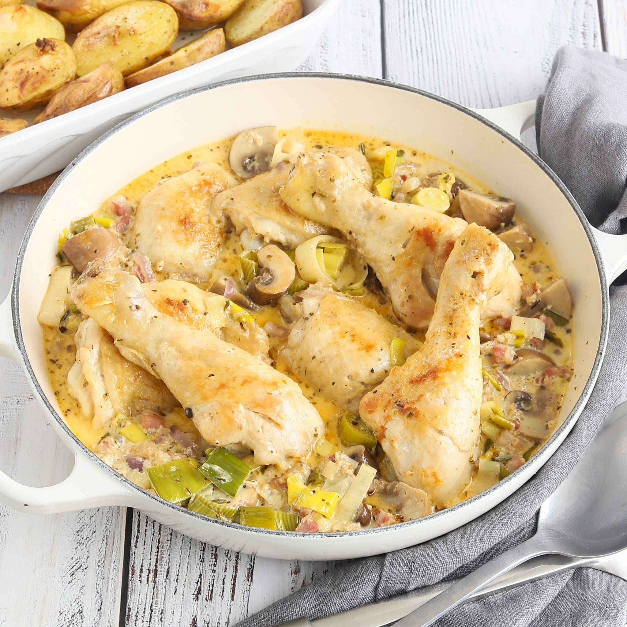 Parmesan-Hähnchenpfanne mit Lauch