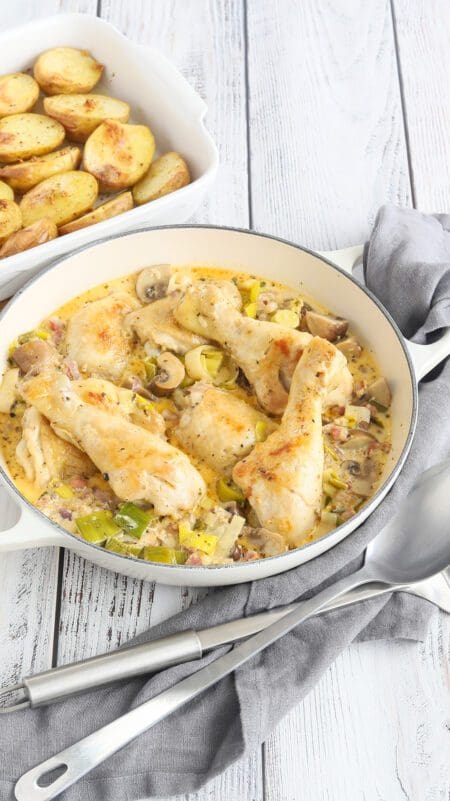 Parmesan-Hähnchenpfanne mit Lauch