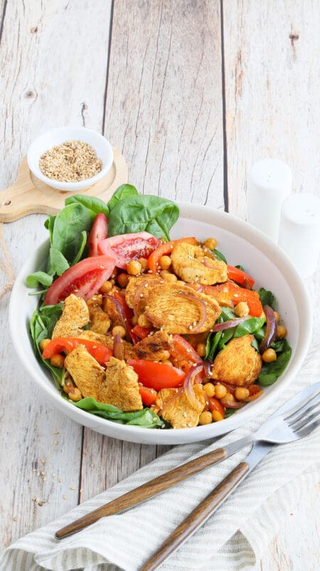 Lauwarmer Hähnchen-Kichererbsen-Salat