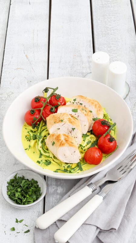 Putenfilet mit Curry-Zoodles
